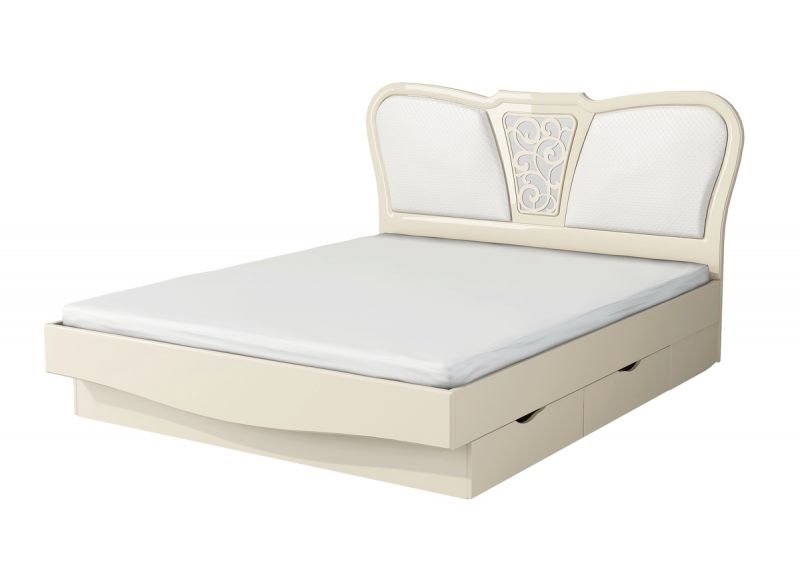 Bett mit Schubksten 160x200 in Creme Glanz Sofia