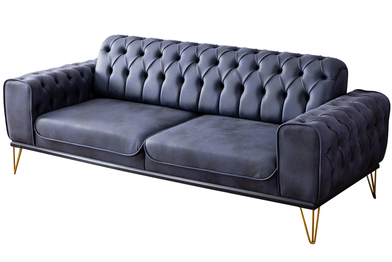 Eymense Design Sofa 3-Sitzer Barcelona Blau Schwarz