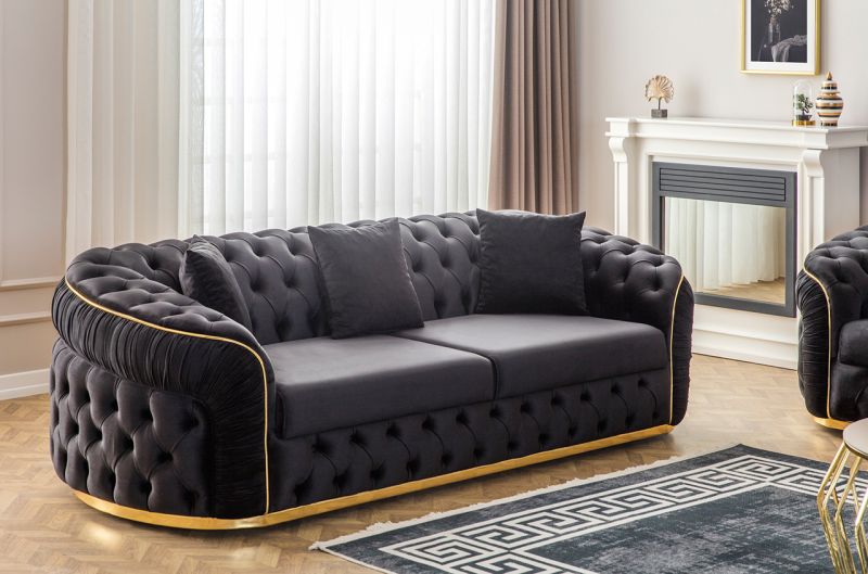 Eymense Design Sofa Elite 2-Sitzer Chesterfield Gold