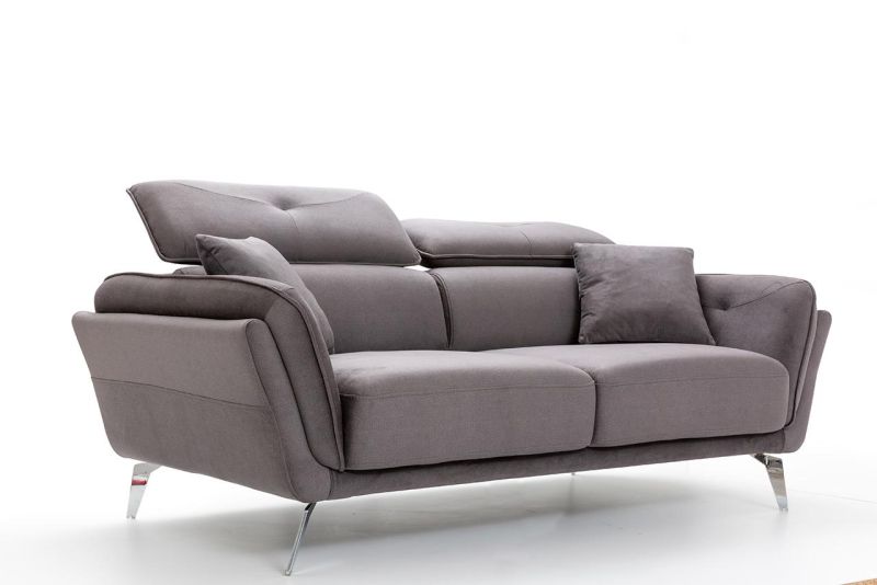 Eymense Sofa Enzo 3-Sitzer verstellbare Kopflehne Chrom