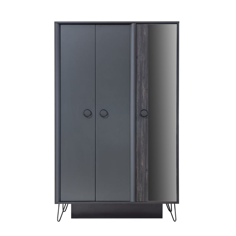 Odacix Kleiderschrank Black 3-trig mit Spiegel