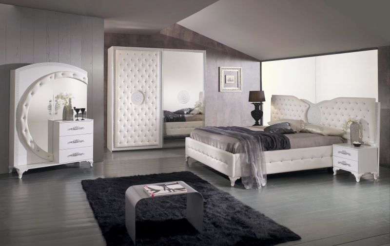 Schlafzimmer Set Antalya in Weiss-Silber 160x200