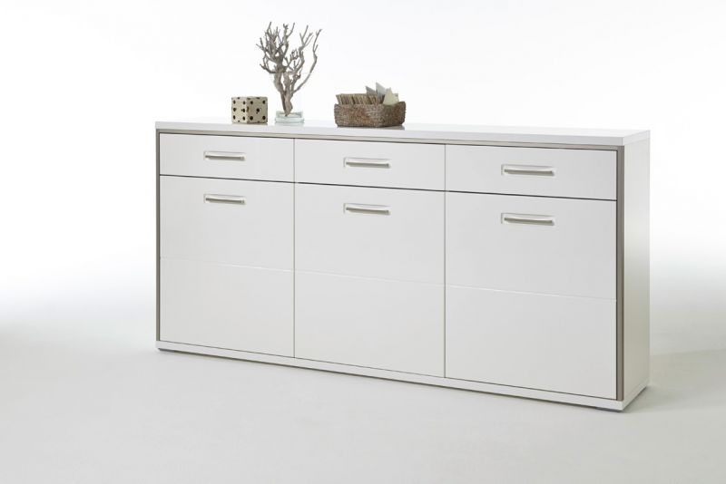 Sideboard Fillipe 3-trig in Weiss Hochglanz