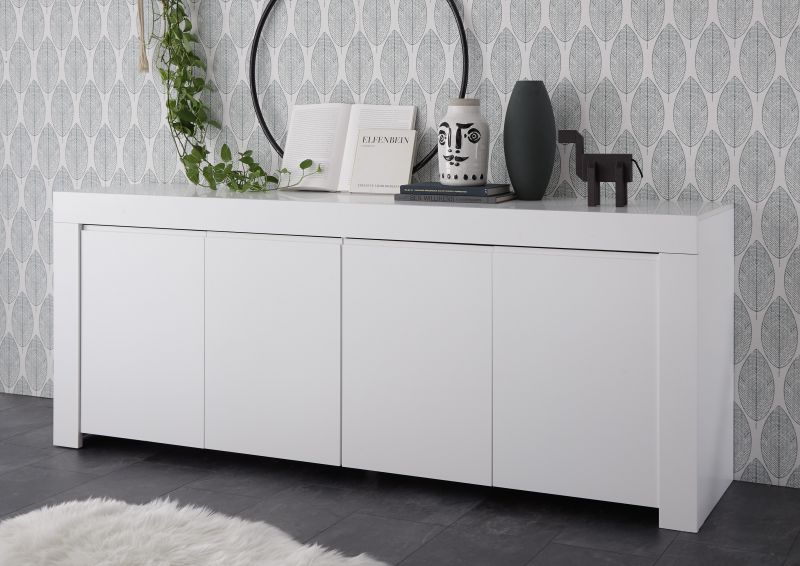 Sideboard in Weiss matt Lack Fire 4-trig 210cm