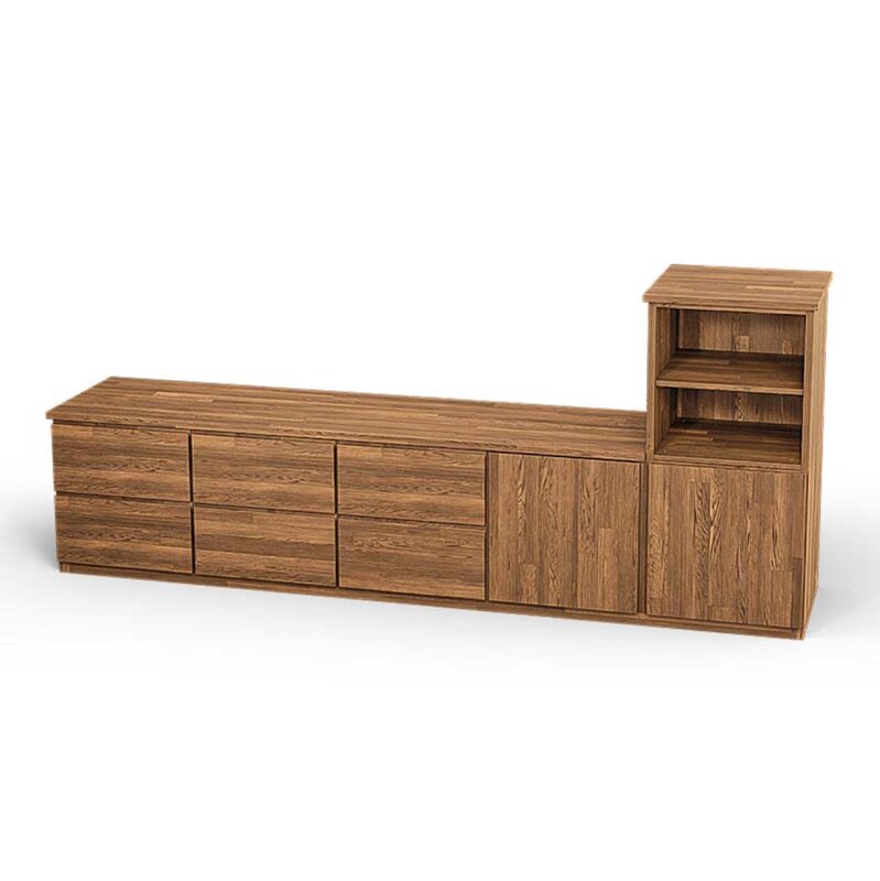 SQUARE Massivholz Regalwrfel-Set Dijon TV-Sideboard - Eiche 32 cm Rechts-Anschlag