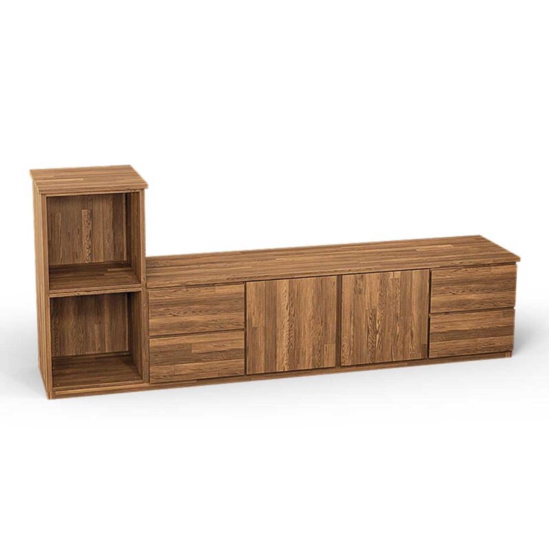 SQUARE Massivholz Regalwrfel-Set Liverpool TV-Sideboard - Eiche 40 cm Links-Anschlag