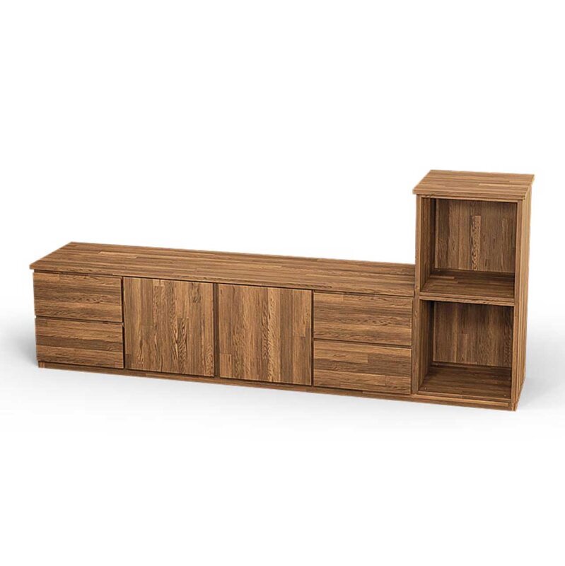 SQUARE Massivholz Regalwrfel-Set Liverpool TV-Sideboard - Eiche 40 cm Rechts-Anschlag