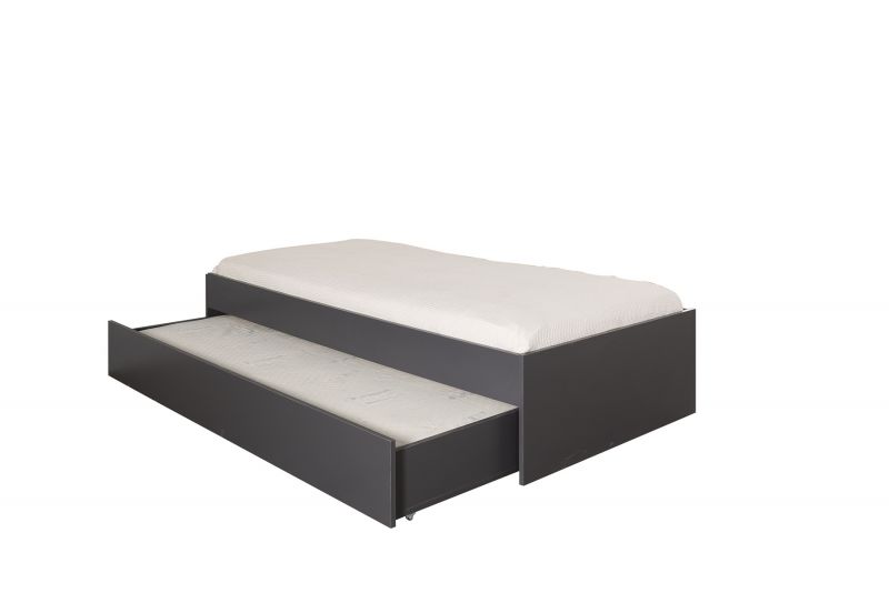 Titi Einzelbett mit Twin Bett Dark Point ausziehbar 100x200 cm plus 90x190 cm