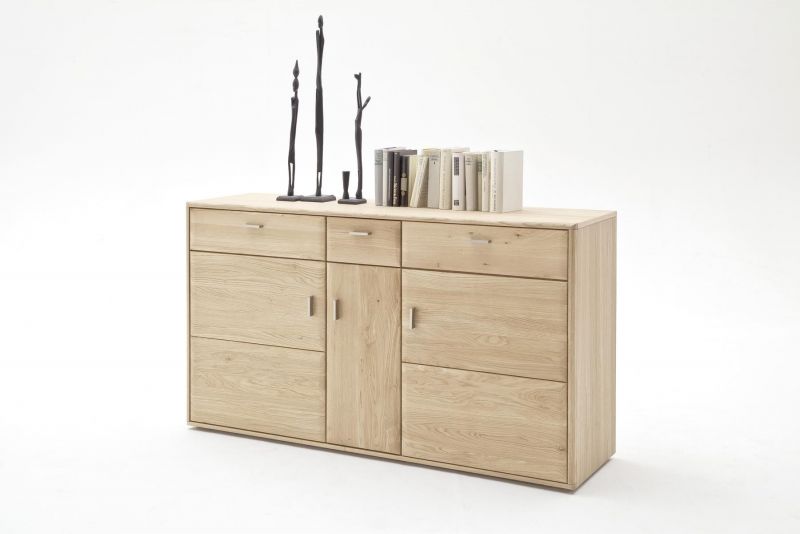 Torro Sideboard mit 3 Tren Eiche Bianco gelt