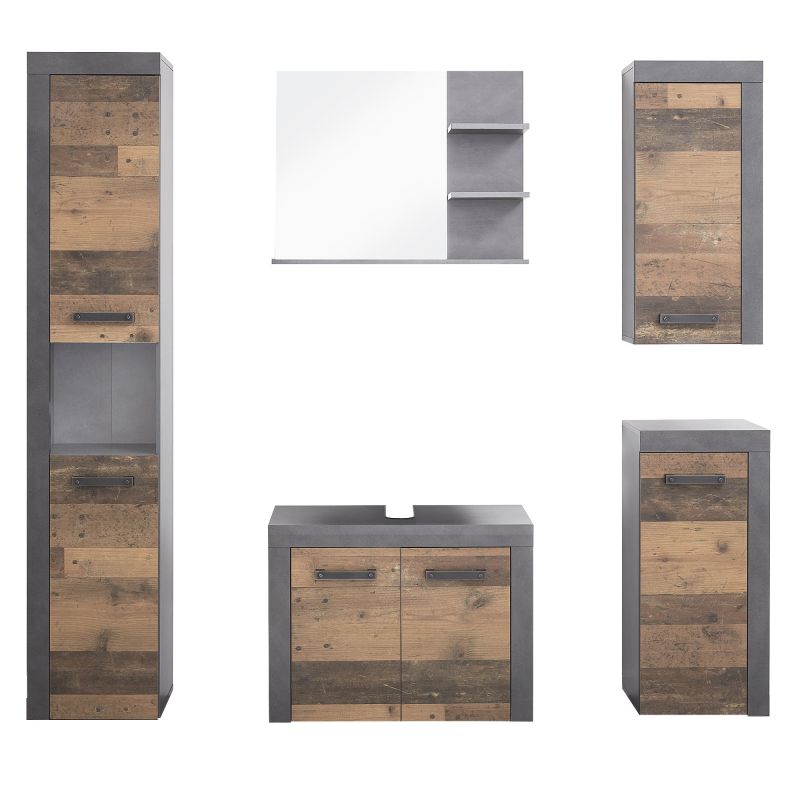 Trendteam Badezimmer Set Cancun 5-teilig Old Wood Optik