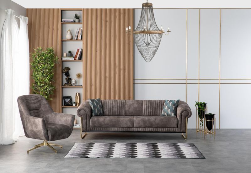 Weltew Sofa 2-Sitzer Bornova mit Sessel Beige